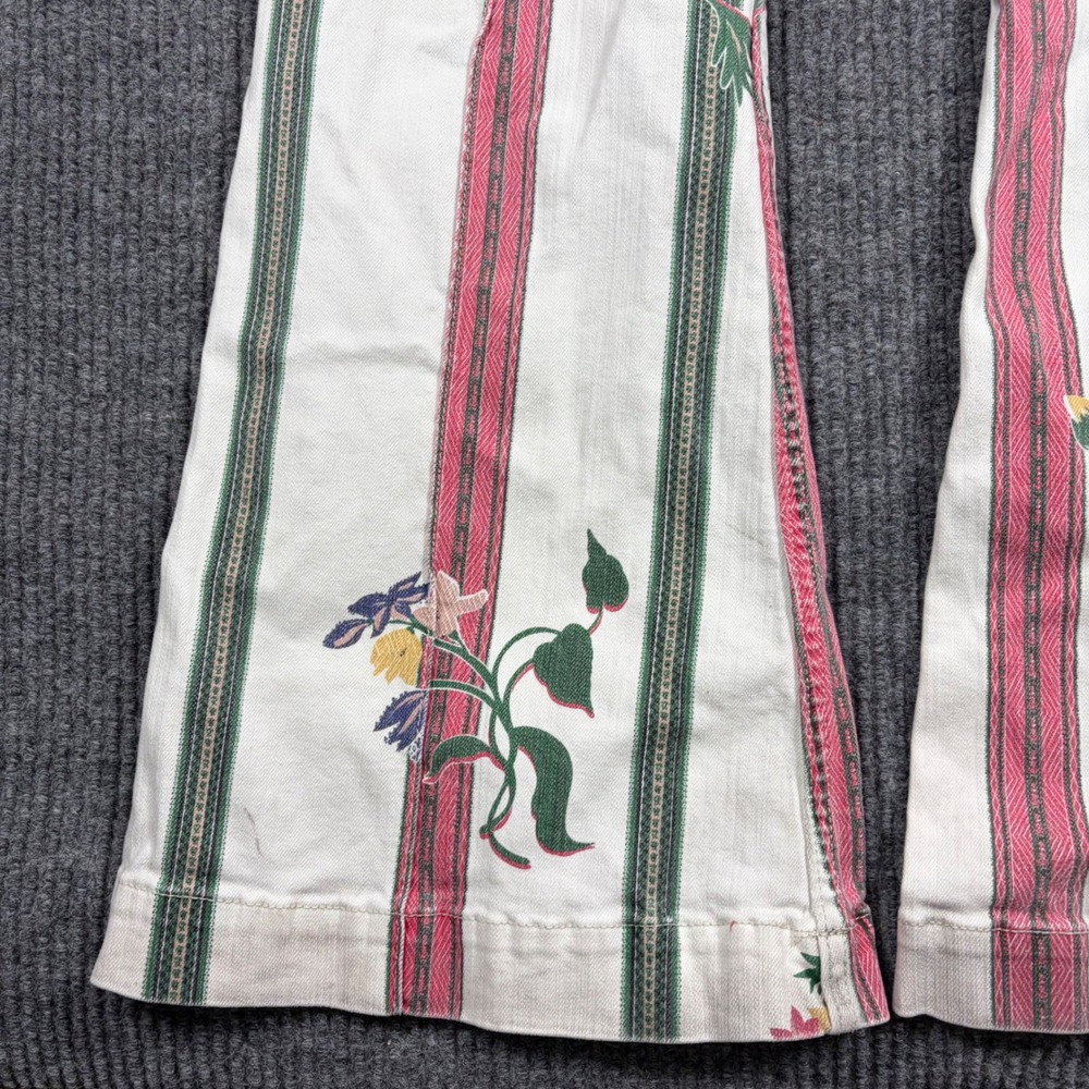 BDG Urban Outfitters Jeans Womens 29 Floral Striped Flare White Pink Green - Picture 9 of 9